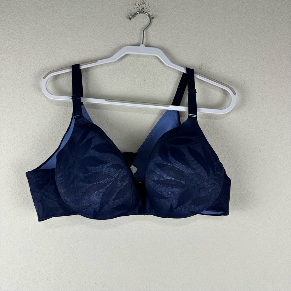 Cacique Blue Floral Lightly Lined Balconette Bra Size 46C